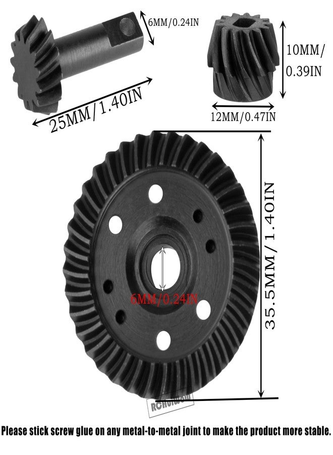 مجموعة تروس تفاضلية RCHuiWow RC 13-37T، قطع غيار مُحسّنة لسيارات الدفع الرباعي 4x4 بمقياس 1/10 من طرازات Slash وRustler وStampede وHoss Slayer وT-MAXX وXO-01 وSummit Revo، مصنوعة من الفولاذ، علبة تروس أمامية وخلفية حلزونية. - Image 4